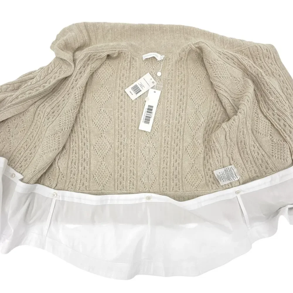 JONATHAN SIMKHAI Davina Patchwork Cardigan Jacket in Bone Multi M - Picture 8 of 12